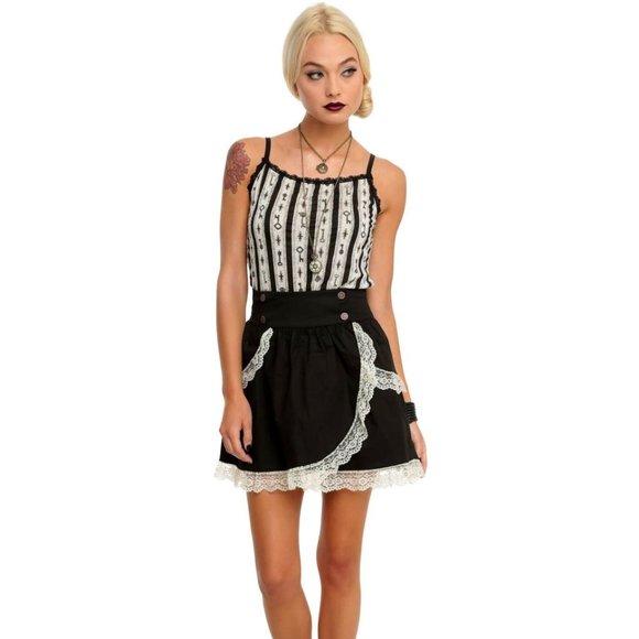 Lip Service Tops - Vintage Lip Service Step In Time Steampunk Black & Cream Key Print Tank Top